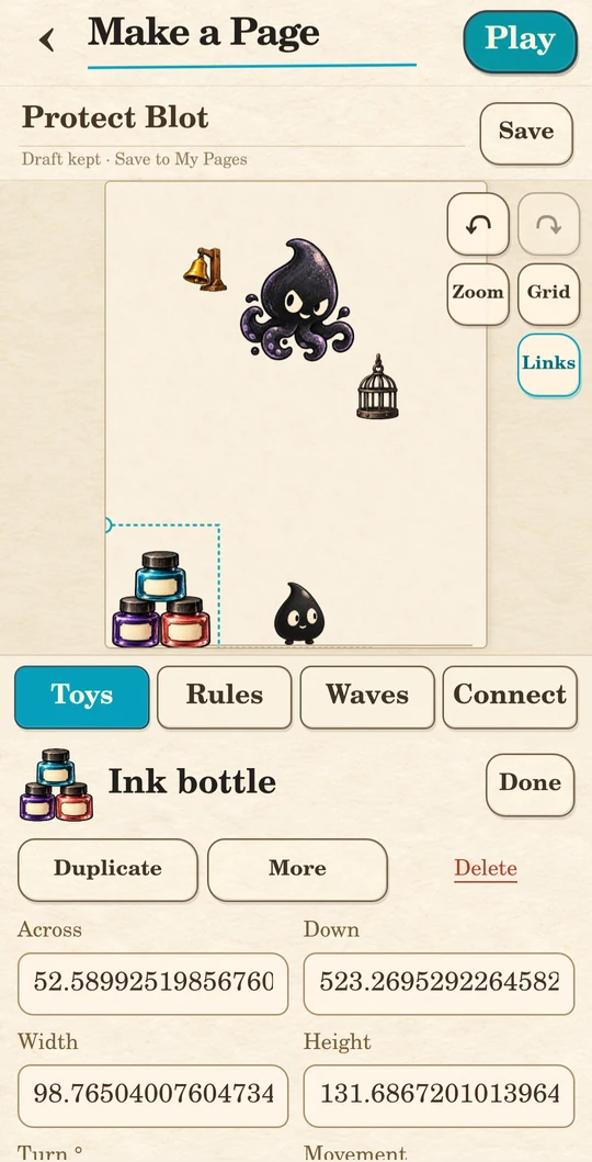 Blot’s Maker screen with tools for building a custom page
