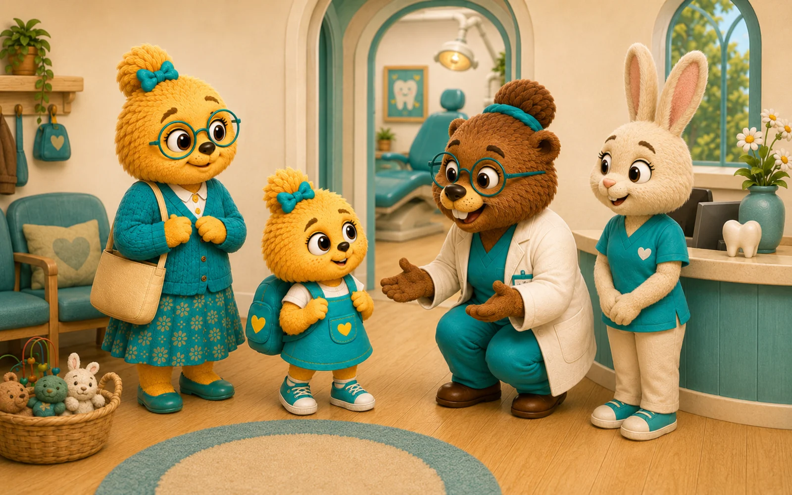 Maisie during step 2 of a first dental visit: Meeting the dental team