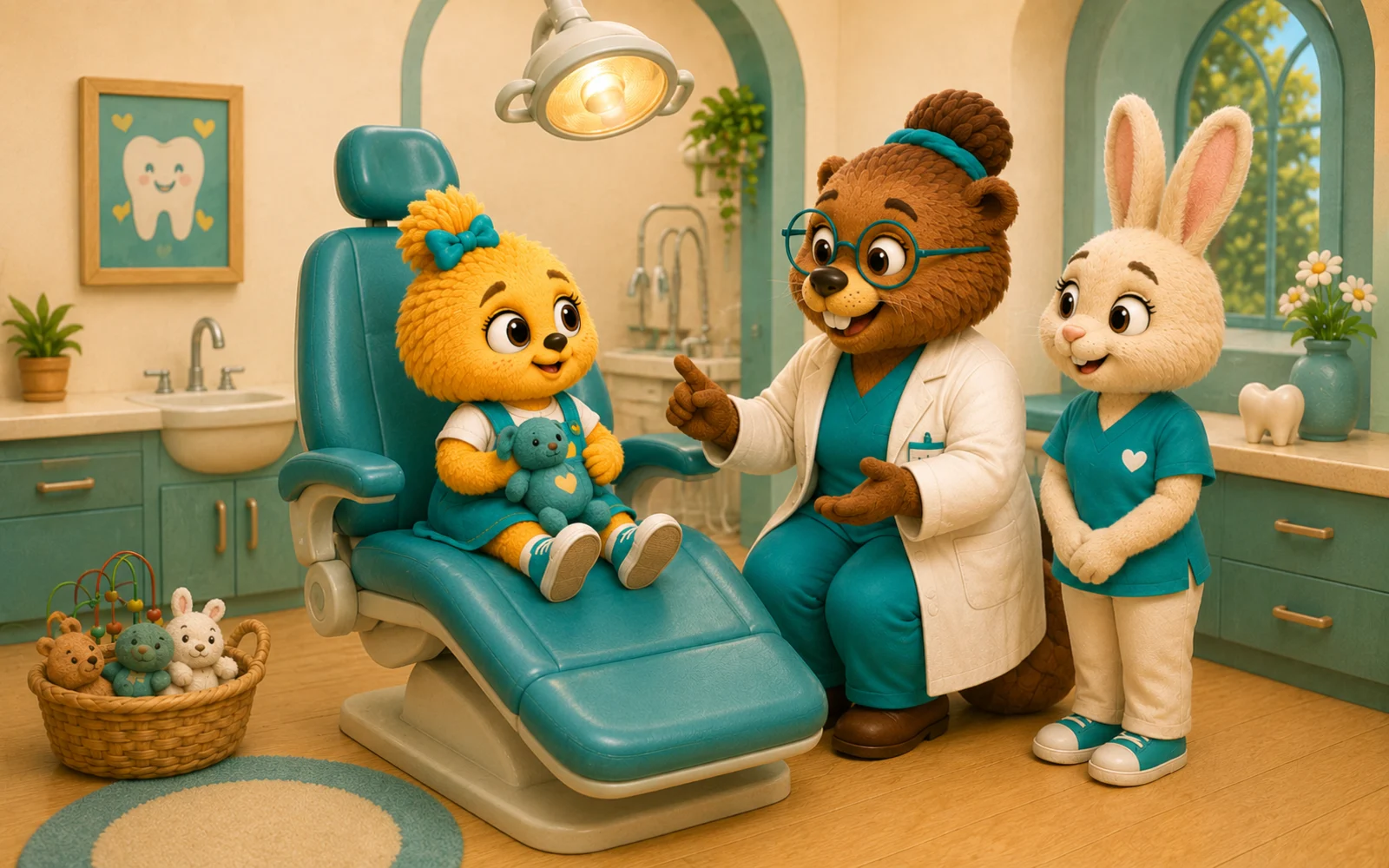Maisie during step 3 of a first dental visit: Sitting in the dental chair