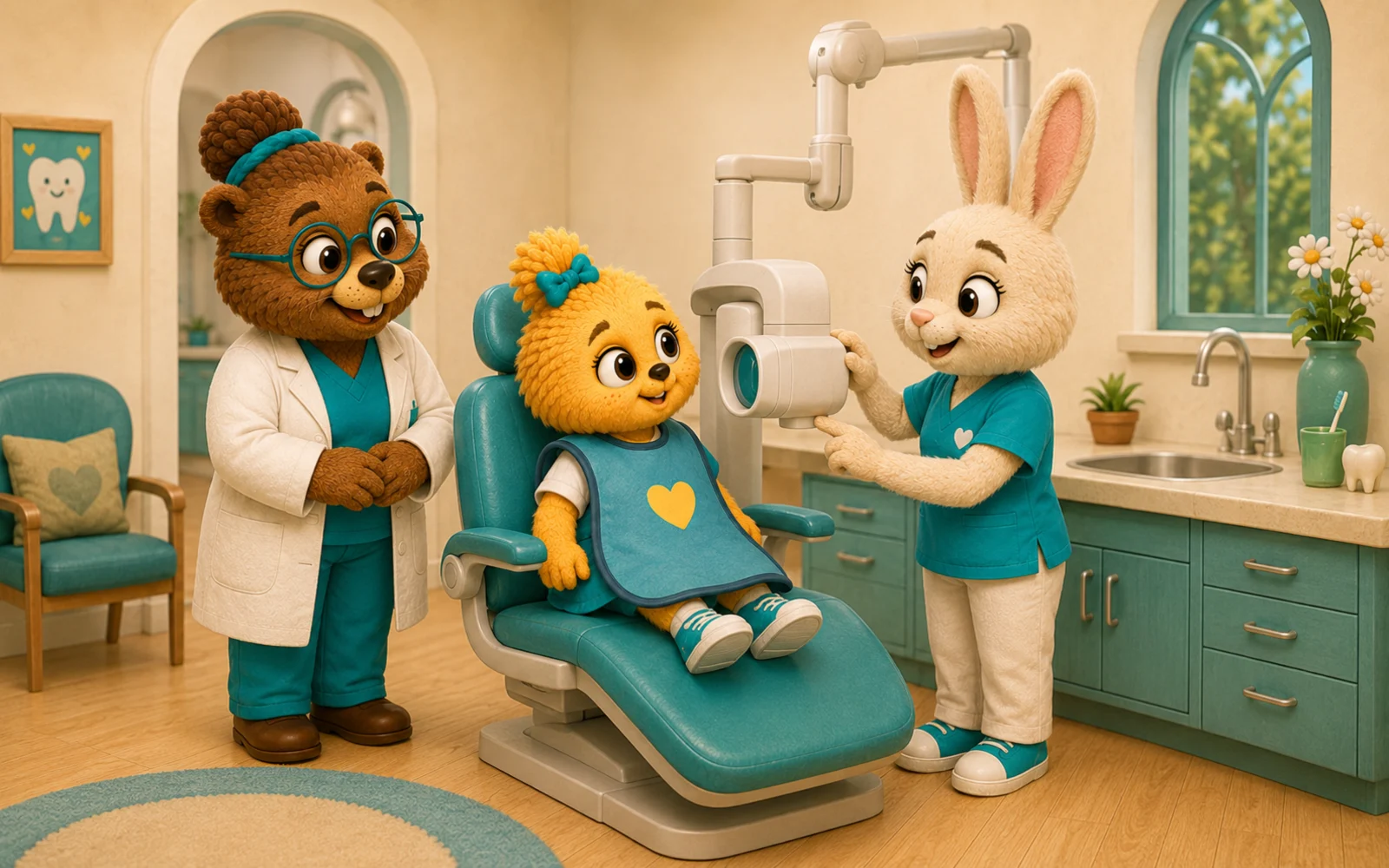 Maisie during step 6 of a first dental visit: Taking dental pictures